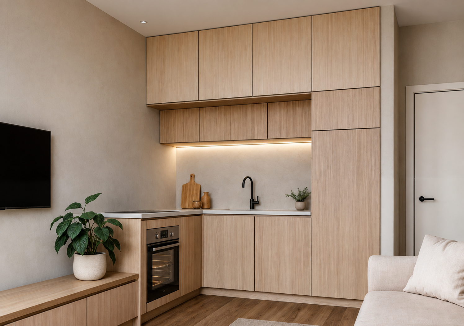 Kitchenette integrada na sala