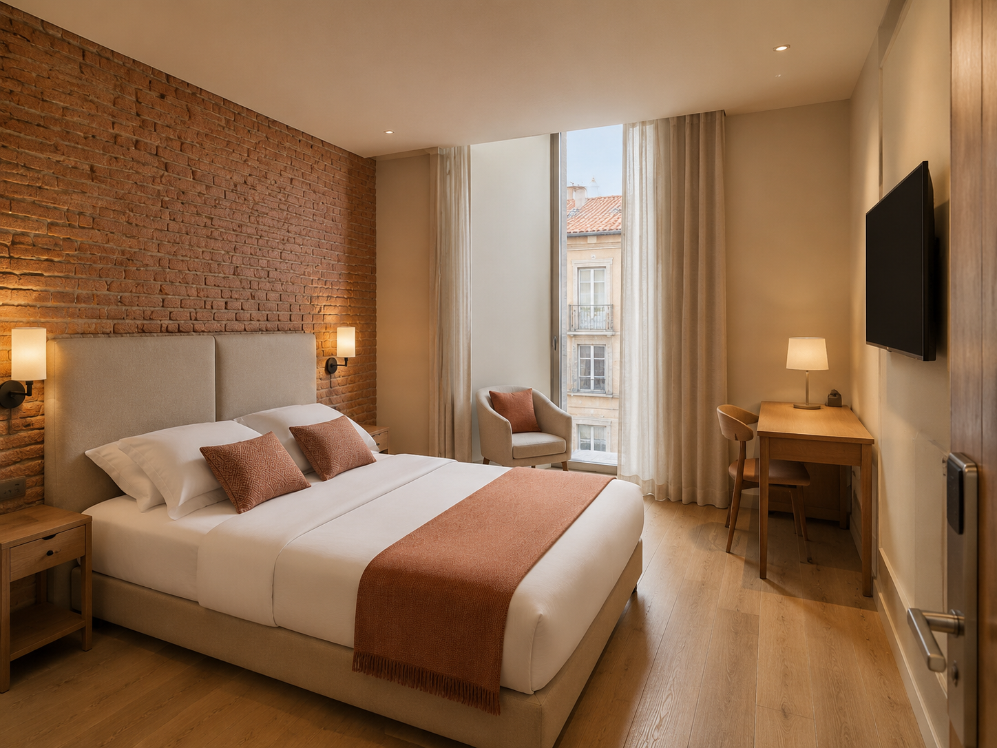 Apartamento com parede de tijolo à vista