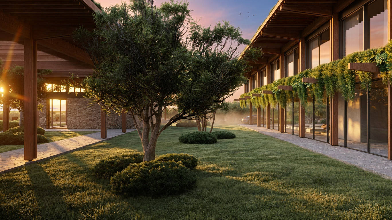 Hotel de Villas Alqueva, pátio interior com árvores